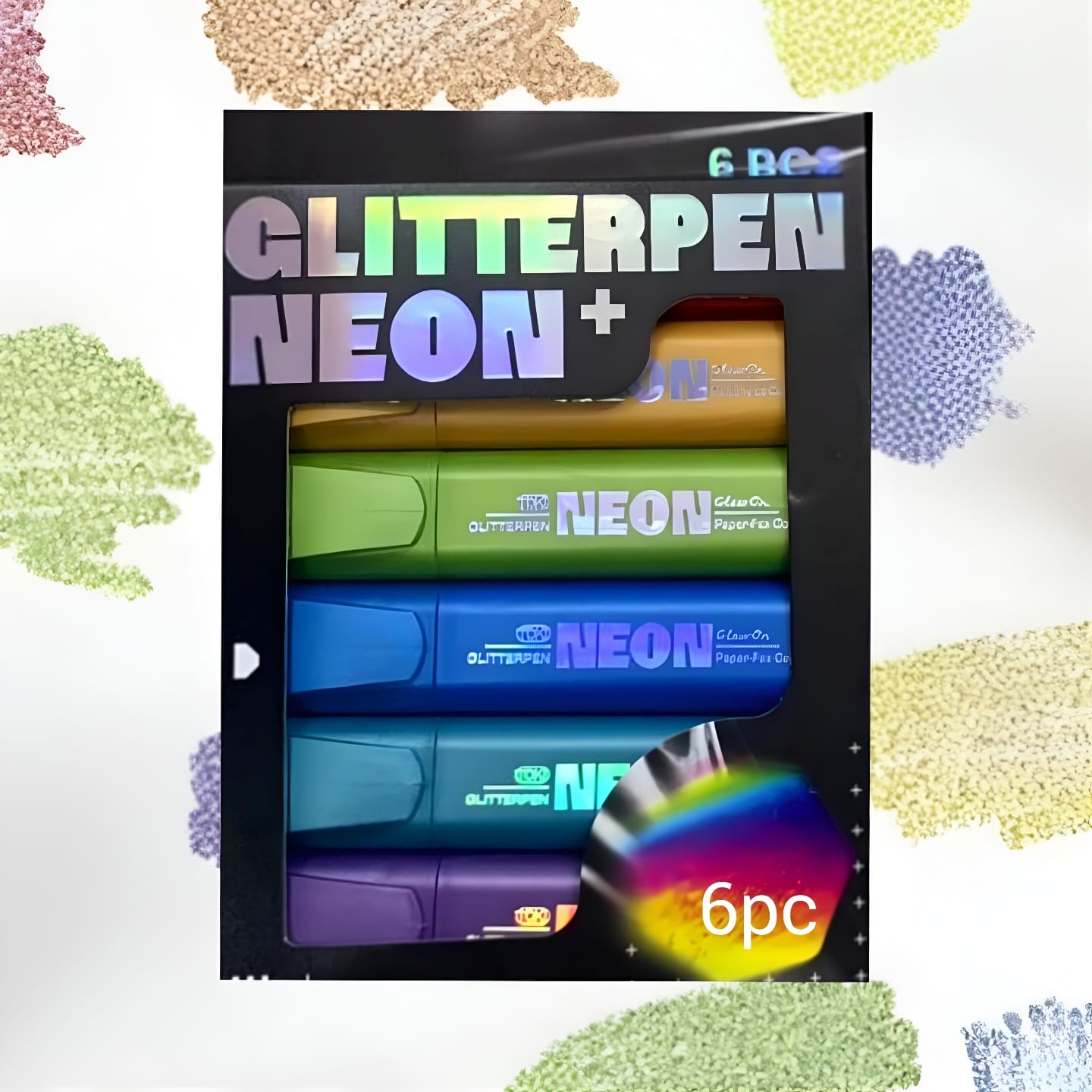 B 6972. 6pc Neon Glitter Highlighters